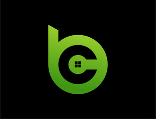 Abstract logo design green bc with house