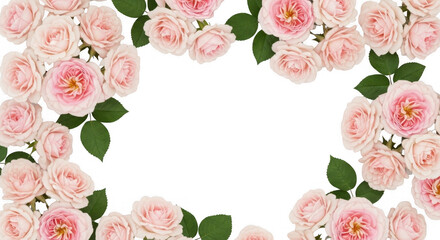 Beautiful Pink Roses Framed in a Heart Shape for Romantic Occasions, isolated on a transparent background