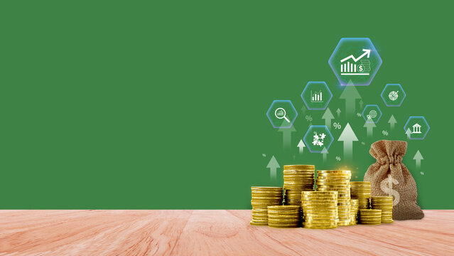 Finance Gdp growth strategy plan concept, finance and investment, Diversification management, Interest rate and dividend concept, returns tax profits