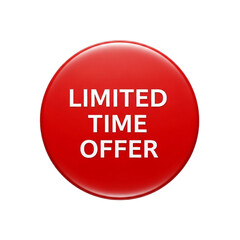 Circular red ribbon with text “LIMITED TIME OFFER”, clean white background, glossy effect