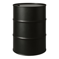 Black Metal Oil Barrel on Transparent Background 3D Render