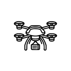 Delivery drone illustration with propellers on a minimal white background copy space