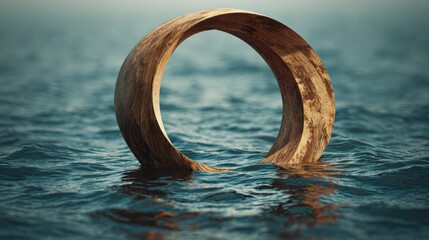 Fototapeta premium Wooden ring floating on water