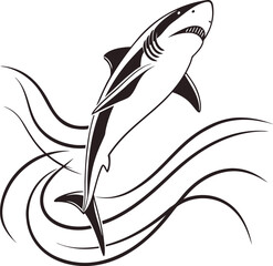 Obraz premium Leaping Shark Ocean Waves Vector Illustration - EPS 13 Design