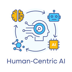 Obraz premium Human-Centric AI User First Ethical Design Empathy Responsible Innovation Icon with editable stroke