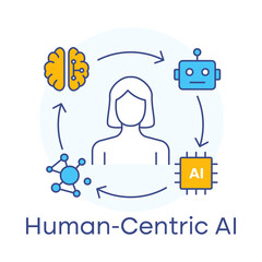 Human-Centric AI User First Ethical Design Empathy Responsible Innovation Icon with editable stroke