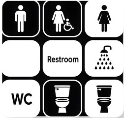toilet symbols set, sign, print, 