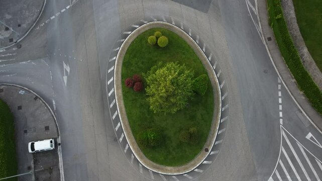 aerial top view of a roundabout