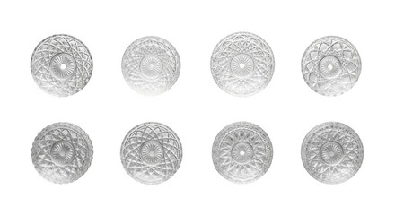 Elegant Glass Plates with Intricate Patterns Perfect for Table Settings, isolated on a transparent background