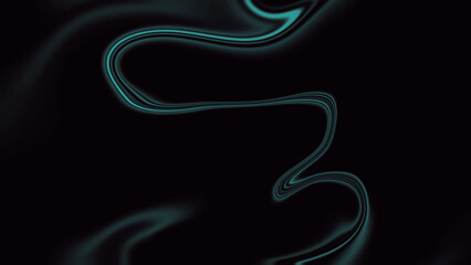 Abstract Teal Flowing Lines on Black Background