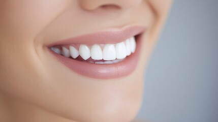 Obraz premium A close-up of bright, healthy white teeth with a clean and radiant smile.