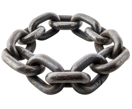 Industrial metal chain links product view isolated on transparent background