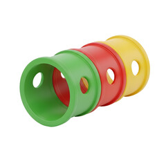 Colorful Cylindrical Tunnel Play Structure Isolated on Transparent Background