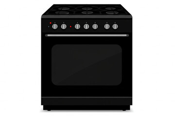 Fototapeta premium Sleek black oven design suitable for home appliance guides, cooking blogs or kitchen equipment catalogs, offering modern style.
