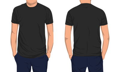 Black T-Shirt Mockup Front and Back View