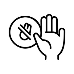 Obraz premium Hand gesture signaling 'no swearing' with prohibition symbol 