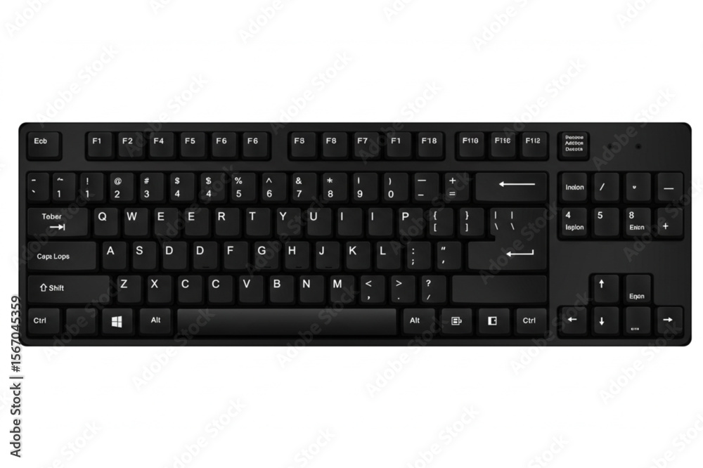 Fototapete sleek black keyboard graphic with modern design, ideal for technology themes, office setups, and sca