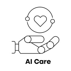 AI Compassion and Ethical Assistance Icon with editable stroke