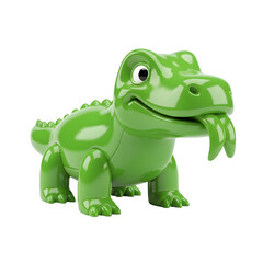 Fototapeta premium Glossy Green Toy Dinosaur Isolated On Transparent Background