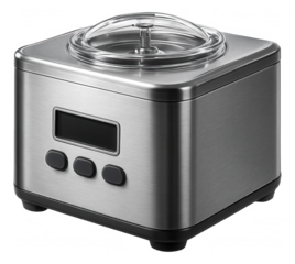 Automatic ice cream maker with a timer function, ensuring perfect texture in a busy family house.