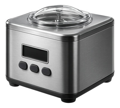 Automatic ice cream maker with a timer function, ensuring perfect texture in a busy family house.