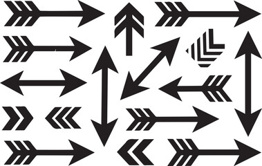 Collection of Bold Black Tribal Arrows; Graphic Design Elements