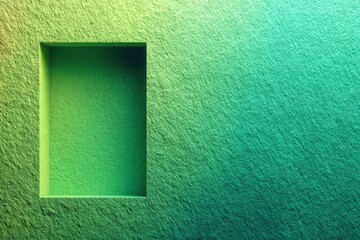 Rectangular niche in a textured green and yellow wall
