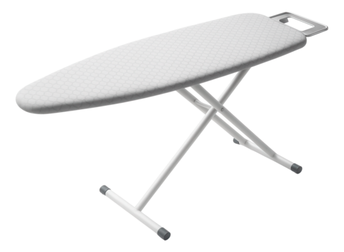 Extra-wide ironing board designed to accommodate curtains and linens in a private home