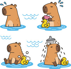 Vector Illustration of Cute Capibaras in the Shower -vector eps8