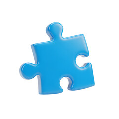 Obraz premium Isolated Blue Puzzle Piece With Glossy Surface on Transparent Background