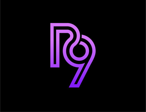 Modern r 9 logo design