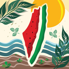 Cartoon illustration of Palestinian watermelon