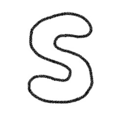 アルファベットS　 手書き文字　かわいい　素材　黒　イラスト　素材　アイコン　クレヨン風