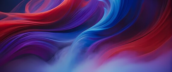 Fototapeta premium Close up of freshly painted abstract brush strokes in vibrant red purple and blue tones