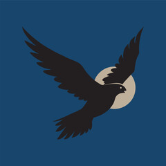 Night Sky With Moon And Falcon