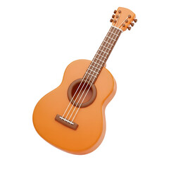 Obraz premium Orange Acoustic Guitar Rendered On Transparent Background Ideal For Music And Design Concepts