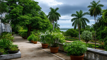 Fototapeta premium Lush Botanical Garden in Cienfuegos, Cuba with Exotic Flora