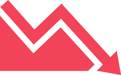 Graph going down and up sign with red arrows 