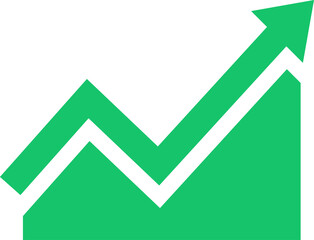 Graph going down and up sign with green arrows 