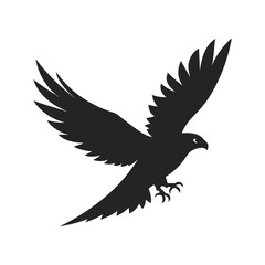 Wide Winged Falcon Flying Silhouette