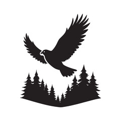 Obraz premium Falcon Soaring Over Forest Canopy