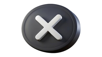 Obraz premium 3d rendered close button icon featuring a white cross inside a dark gray circle design for web user interfaces
