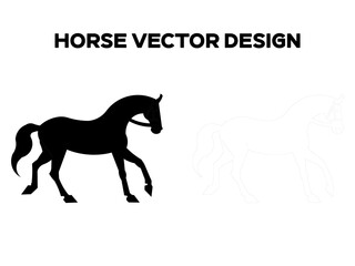 Horse Design. Horse Silhouette and outlined form. Editable EPS file.