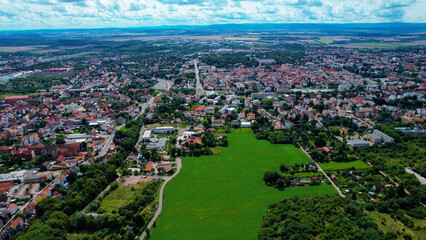 Aerial view of the old town Gotha in Germany on a sunny afternoon in spring	
