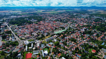 Aerial view of the old town Gotha in Germany on a sunny afternoon in spring	
