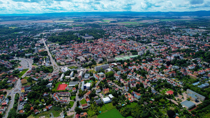 Aerial view of the old town Gotha in Germany on a sunny afternoon in spring	
