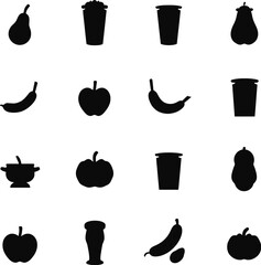 Food and drink icon silhouettes collection set