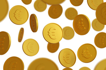 Coins with euro symbol floating in the air. 3d illustration.