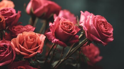 Fototapeta premium rose, flower, bloom, botanical, romance, love, valentine, gift, wedding, decoration, elegance, beauty, nature, plant, petal, stem, closeup, luxury, premium, delicate, fresh, celebration, anniversary, 