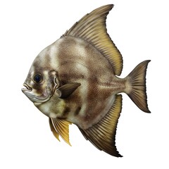 A detailed image of a batfish showcasing its unique shape and intricate details, presenting a stunning perspective of marine life.